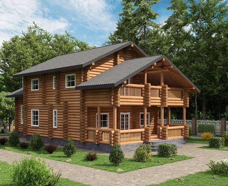 Дом из оцилиндрованного бревна "Катрин"