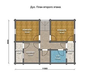 Дом из оцилиндрованного бревна "ДУО"