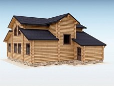 Дом из оцилиндрованного бревна "БРУСА"