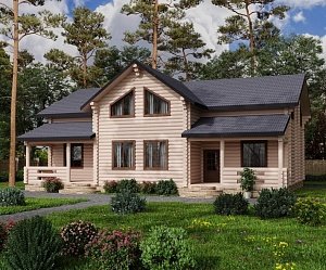 Дом из оцилиндрованного бревна "ФЕМИЛИ"