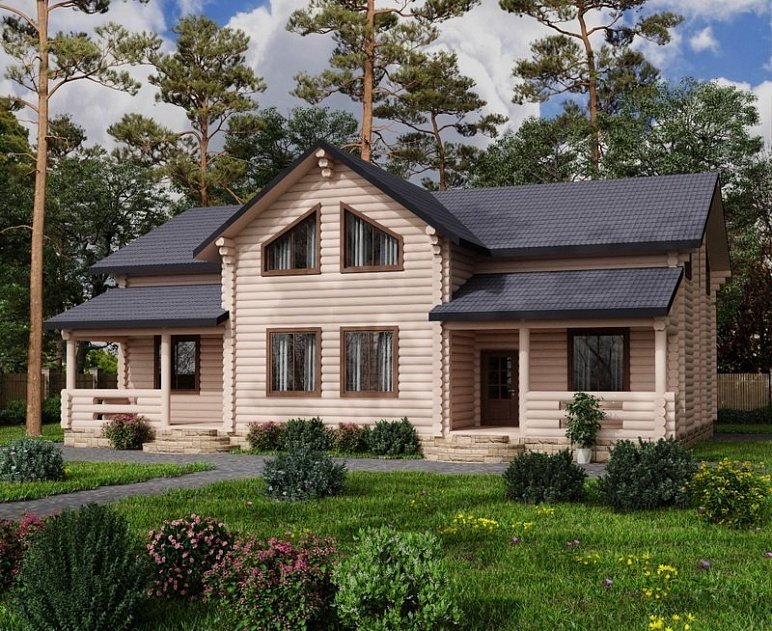 Дом из оцилиндрованного бревна "ФЕМИЛИ"