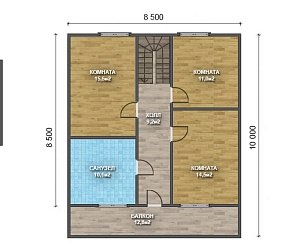 Двухэтажный дом с двухскатной крышей К2-12