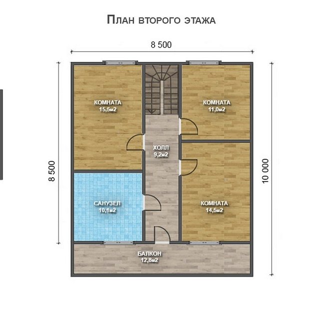 Двухэтажный дом с двухскатной крышей К2-12