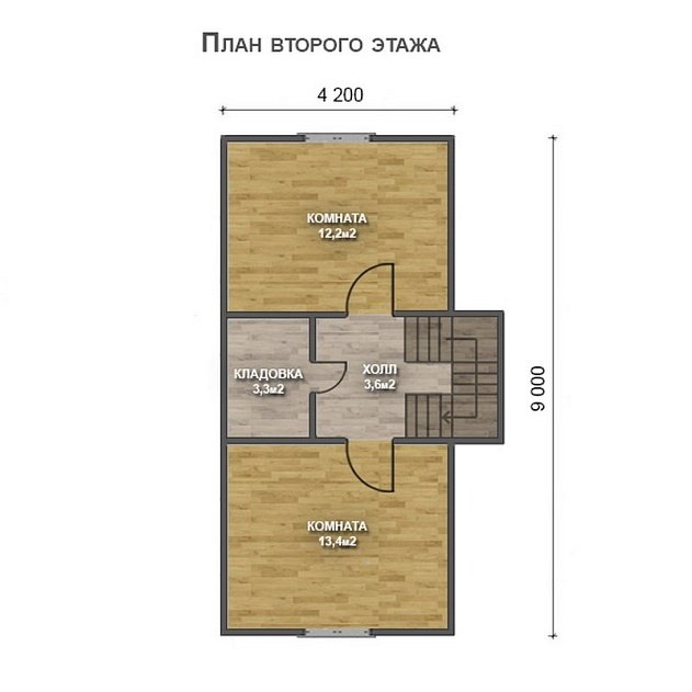 Двухэтажный дом с двухскатной крышей К2-8