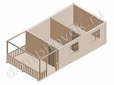 Двухкомнатный садовый домик с террасой, ширина 4 метра фото