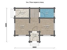 Дом из оцилиндрованного бревна "Uno"