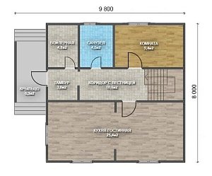 Двухэтажный дом с двухскатной крышей К2-1