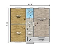 Одноэтажный дом с двухскатной крышей К1-8