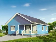 Одноэтажный дом с двухскатной крышей К1-4