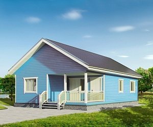 Одноэтажный дом с двухскатной крышей К1-4