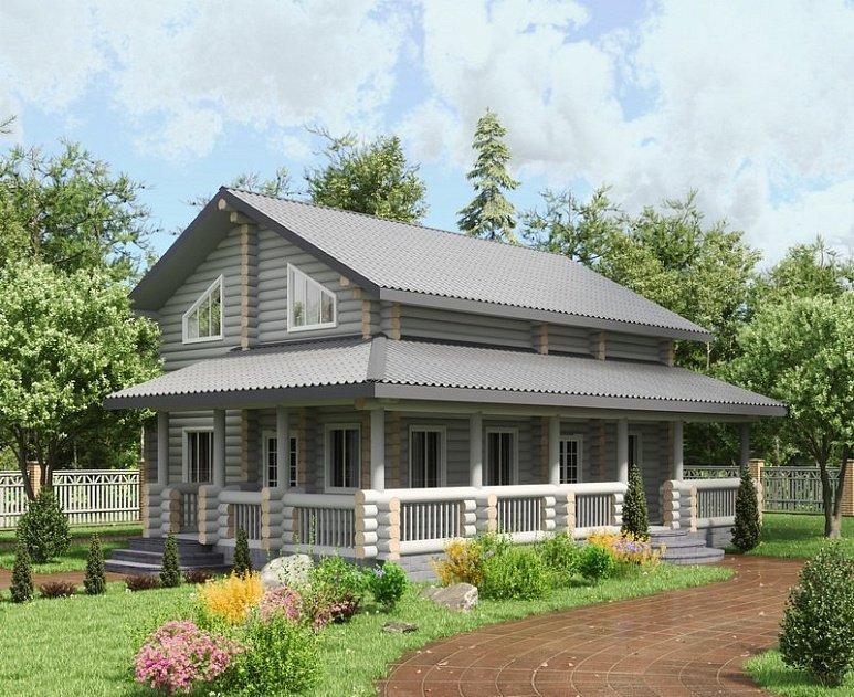 Дом из оцилиндрованного бревна "Compass"