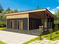 Одноэтажный дом с односкатной крышей К1-3