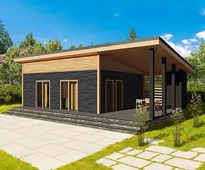 Одноэтажный дом с односкатной крышей К1-3