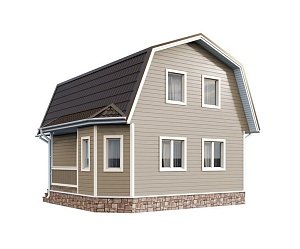 Двухэтажный дом с двухскатной крышей К2-6