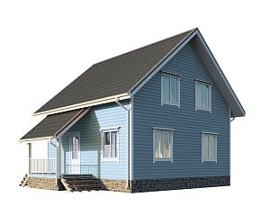 Двухэтажный дом с двухскатной крышей К2-1