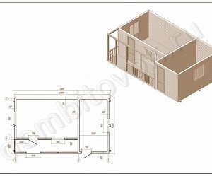 №6 Дачный домик с крылечком и двумя комнатами
