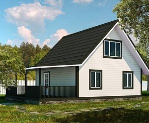 Двухэтажный дом с двухскатной крышей К2-9